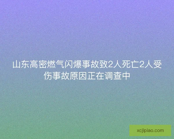山东高密燃气闪爆事故致2人死亡2人受伤事故原因正在调查中