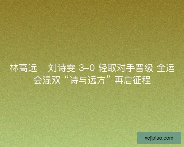 林高远 _ 刘诗雯 3-0 轻取对手晋级 全运会混双 “诗与远方” 再启征程