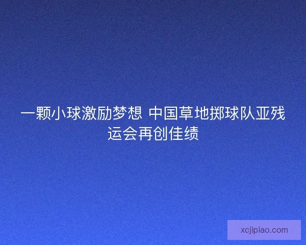 一颗小球激励梦想 中国草地掷球队亚残运会再创佳绩